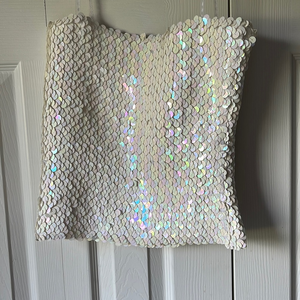 Sequined bandeau tube top